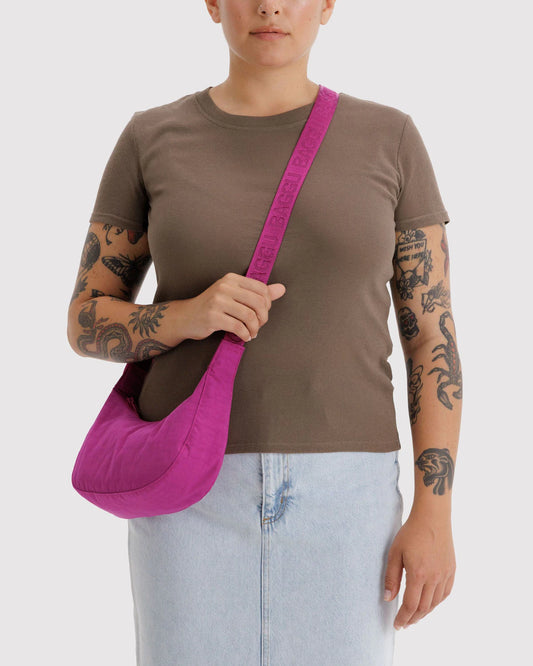 Small Nylon Crescent Bag (Deep Fuchsia)