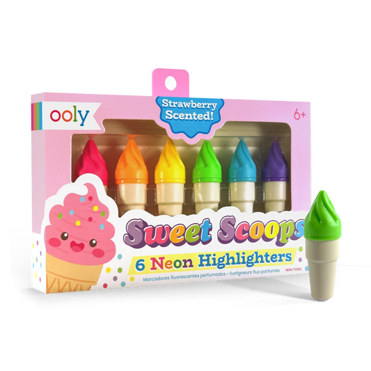 Sweet Scoops: Neon Highlighters - Strawberry Scent (Set of 6)