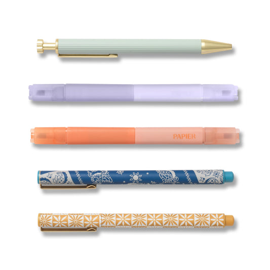 Mixed Pen & Highlighter Set of 5 - Solstice