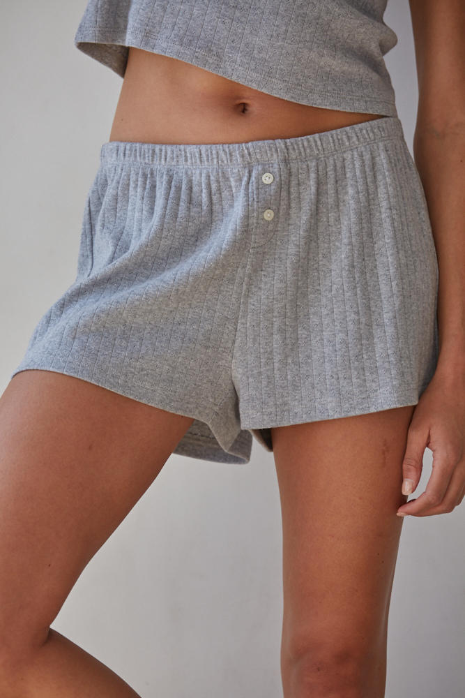 The Pointelle Ribbed Shorts (Heather Grey)
