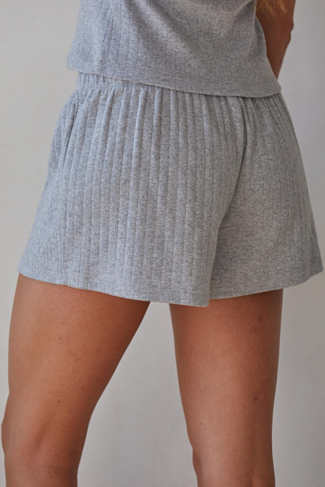 The Pointelle Ribbed Shorts (Heather Grey)