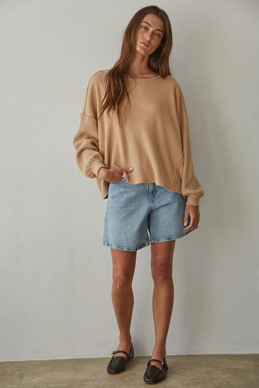 Better Days Waffle Pullover (Dusty Salmon)