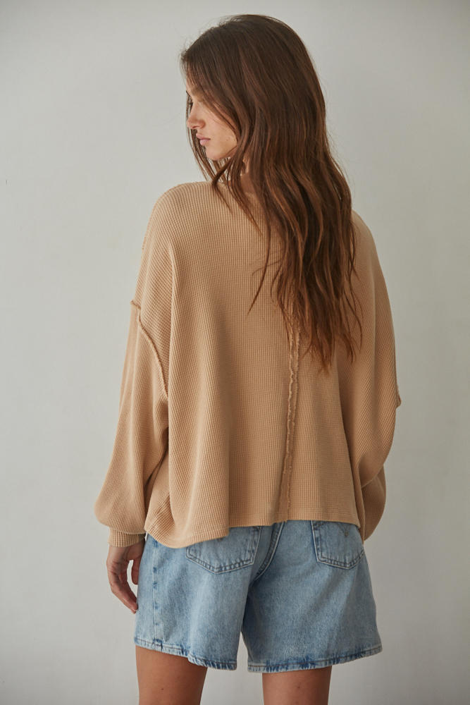 Better Days Waffle Pullover (Dusty Salmon)