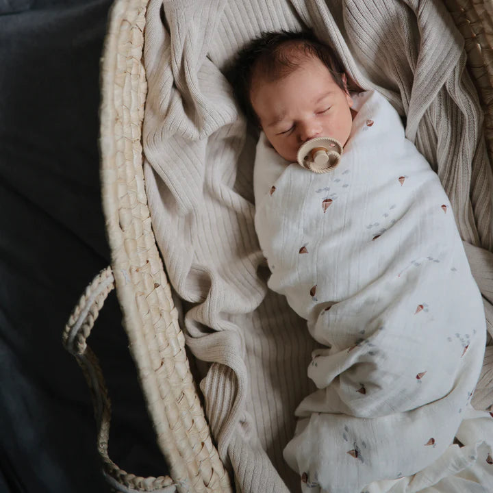 Whales Organic Cotton Muslin Swaddle Blanket