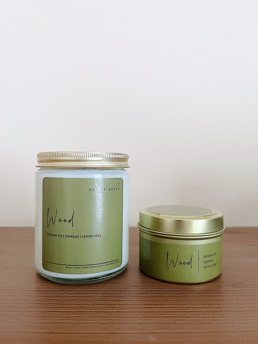 wood - coconut + soy wax candle
