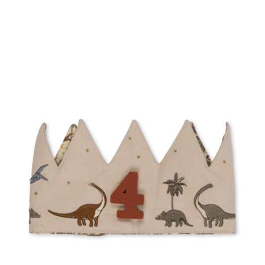 fabric birthday crown - dino | interchangeable numbers