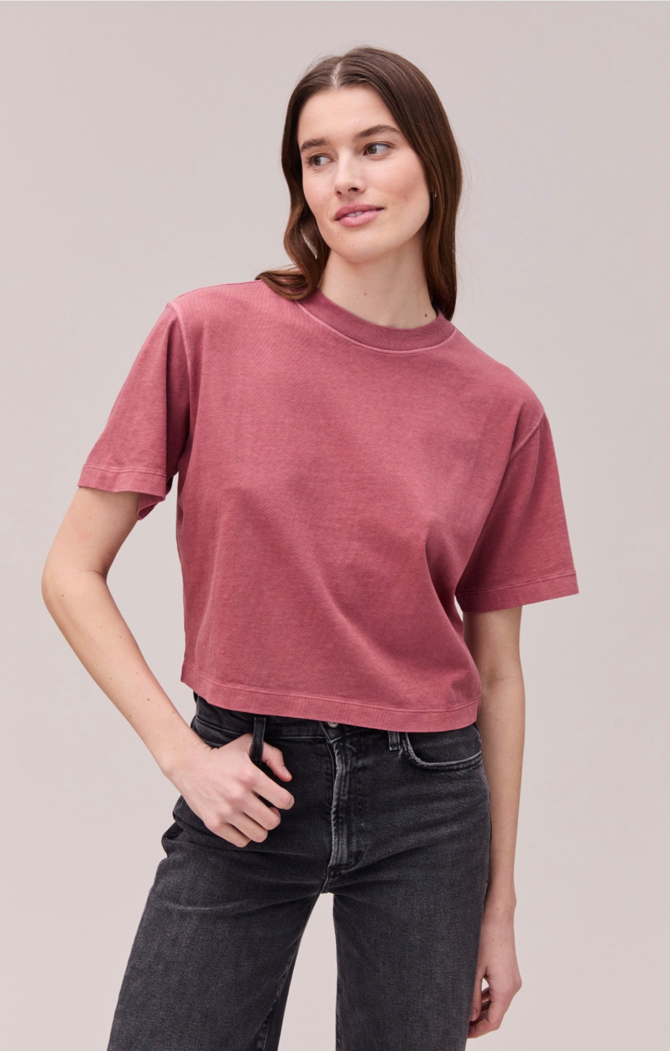 The Relaxed Crop Tee (Marsala)