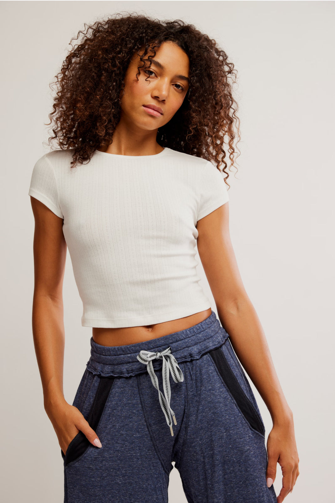 Free People Pointelle Baby Tee (Oatmeal)