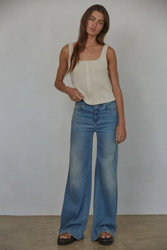 The Pointelle Buttondown Tank Top (Natural)