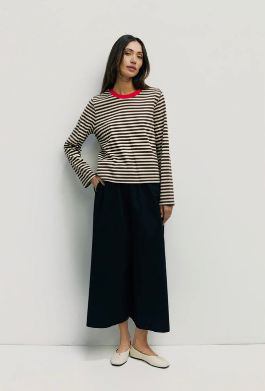 Brown Stripe Long Sleeve Tee