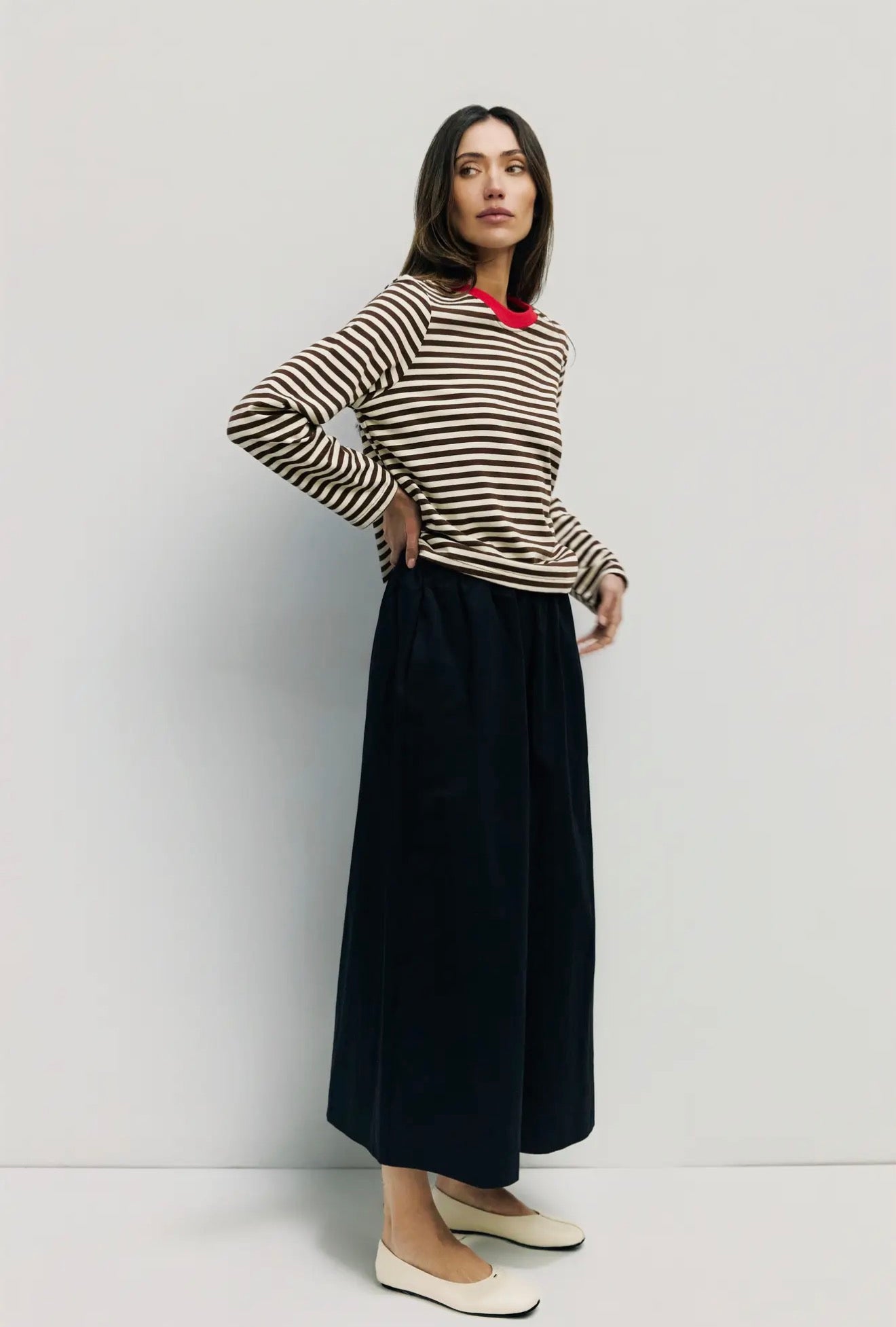 Brown Stripe Long Sleeve Tee