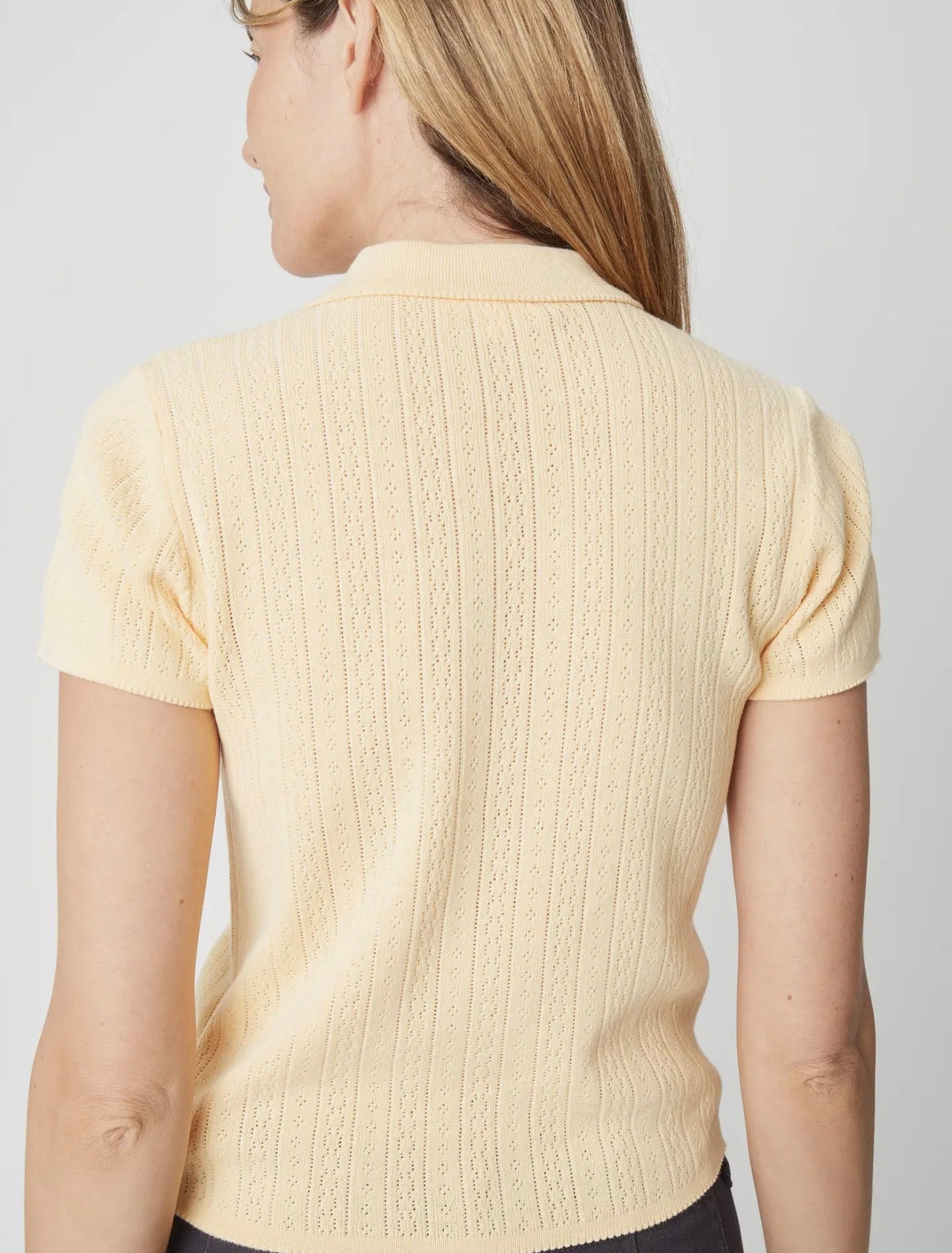 Butter Pointelle Knit Button-Down Top