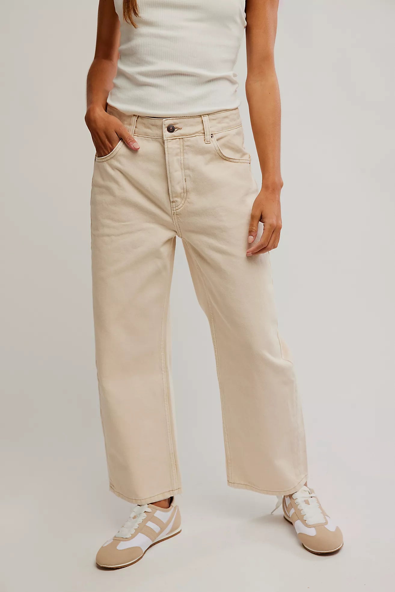 We The Free Deep Trance Dropped Boyfriend Jeans (Casual Khaki)