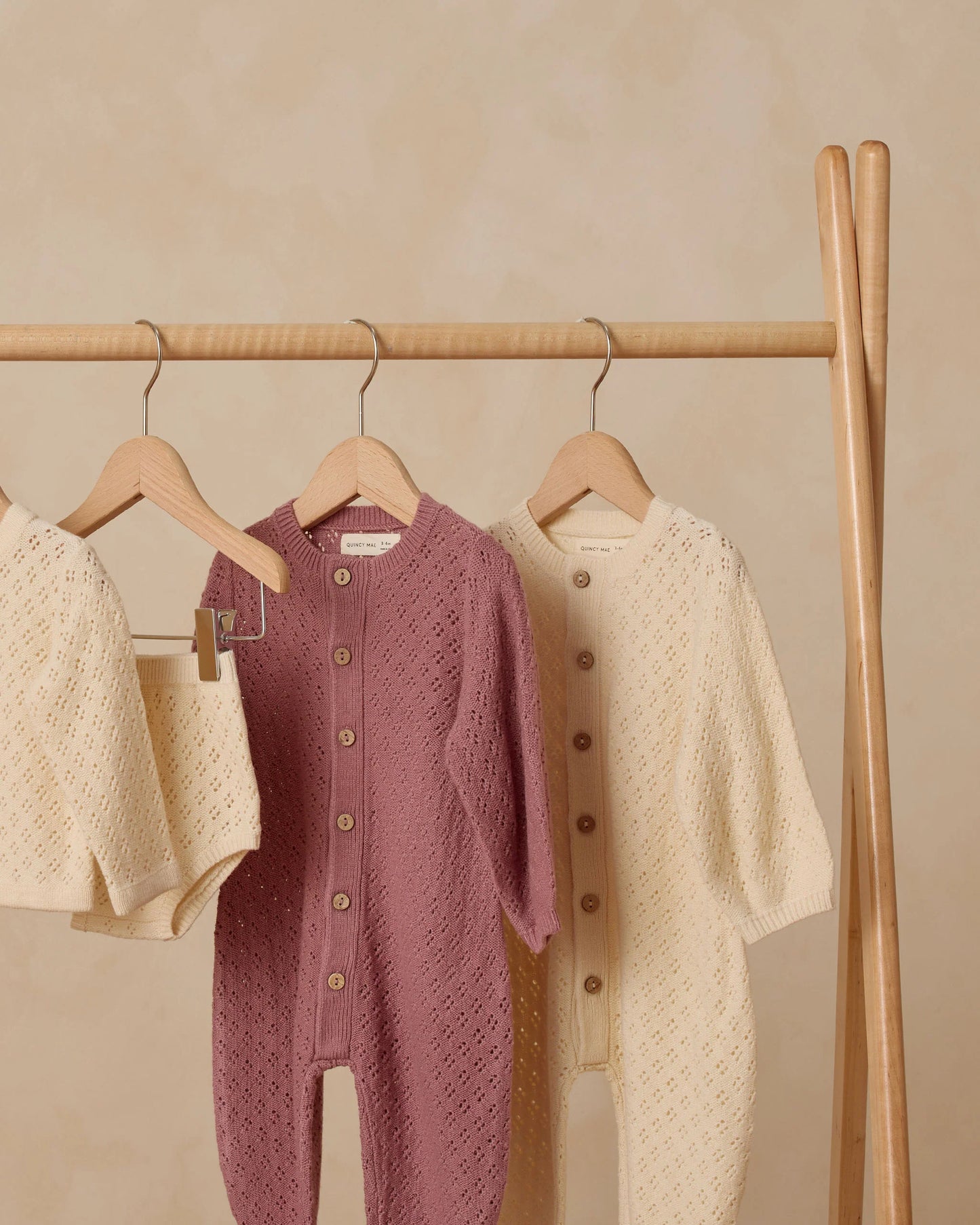 LONG SLEEVE BUBBLE ROMPER || NATURAL