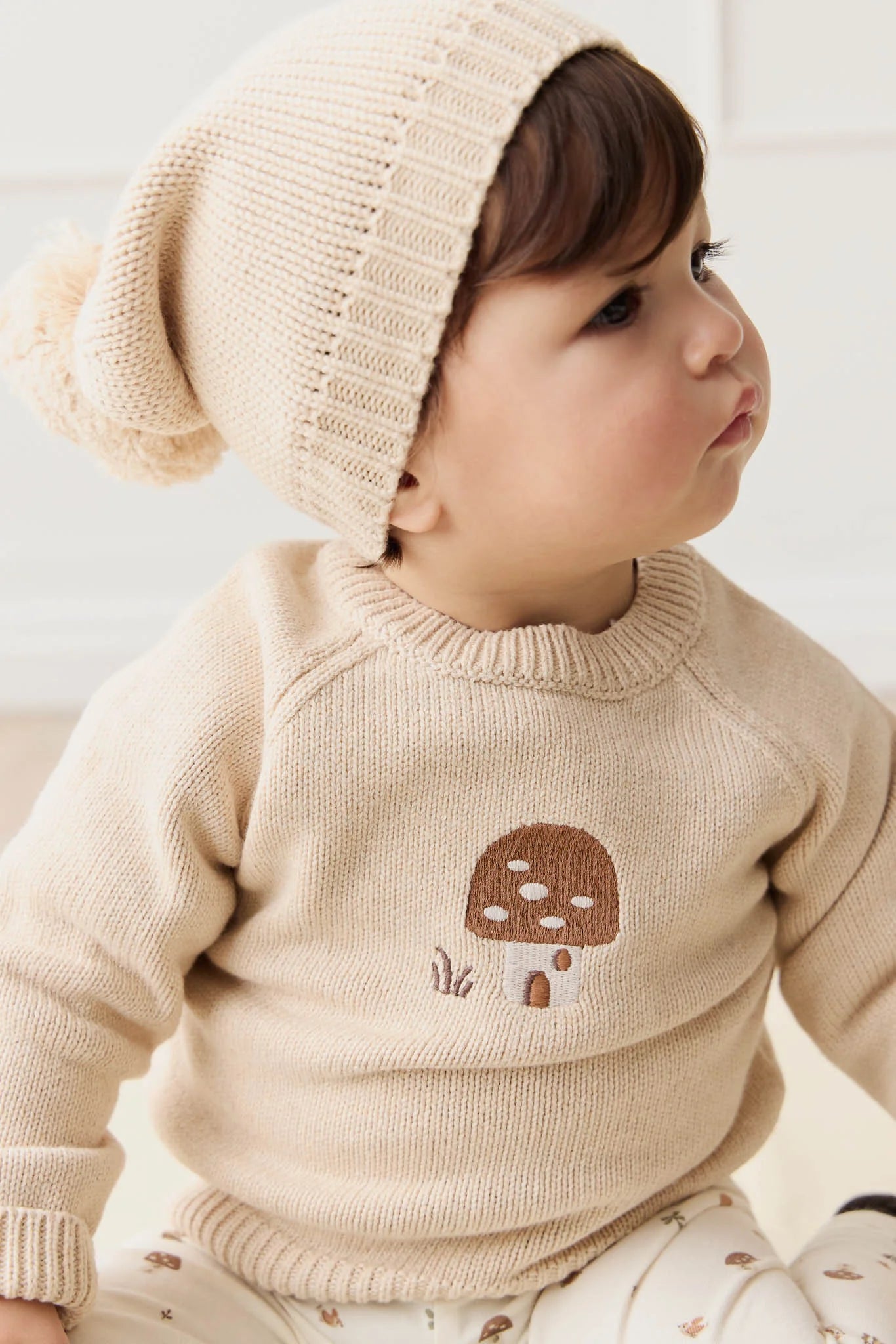 Knit Pom Beanie | Oatmeal