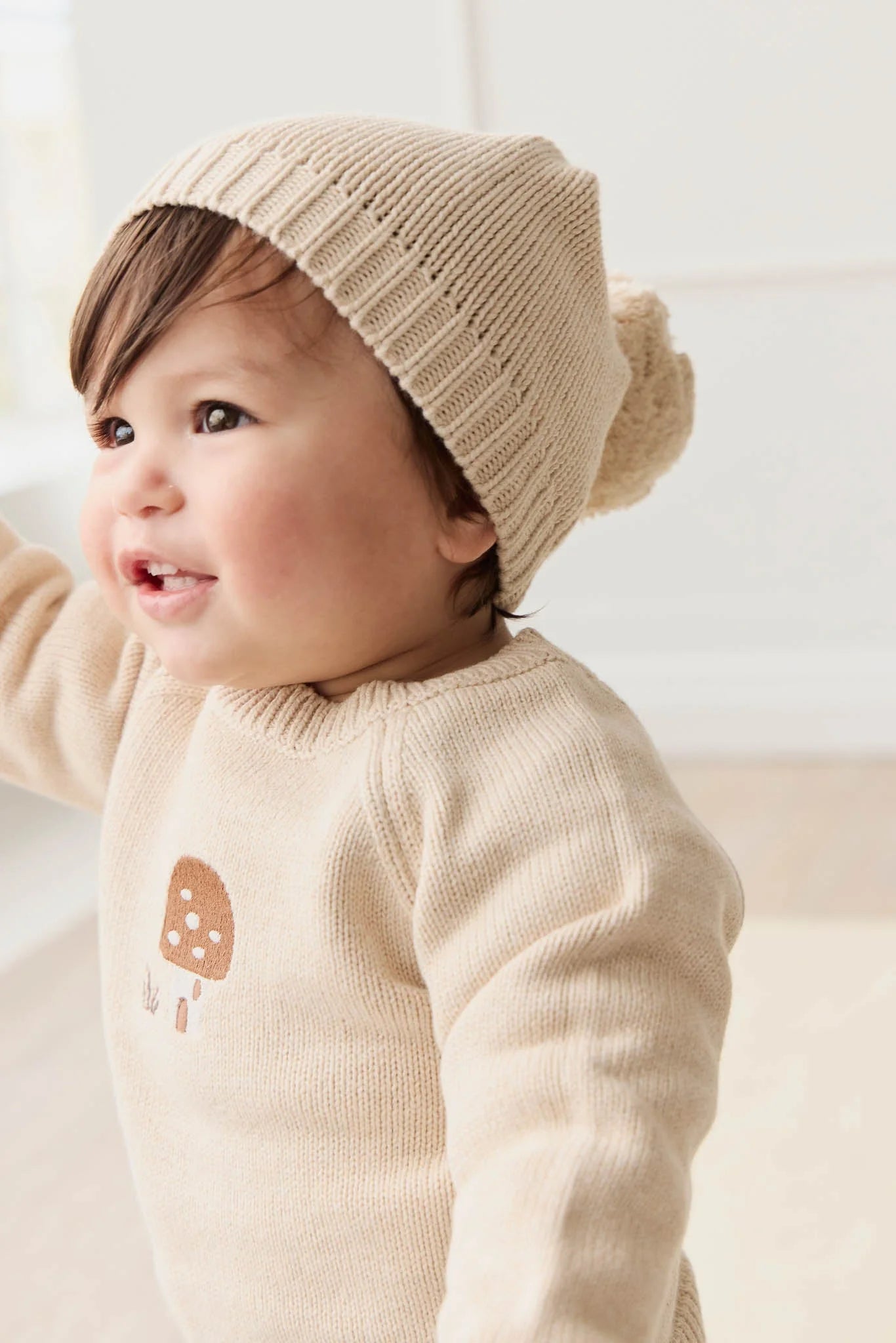 Knit Pom Beanie | Oatmeal