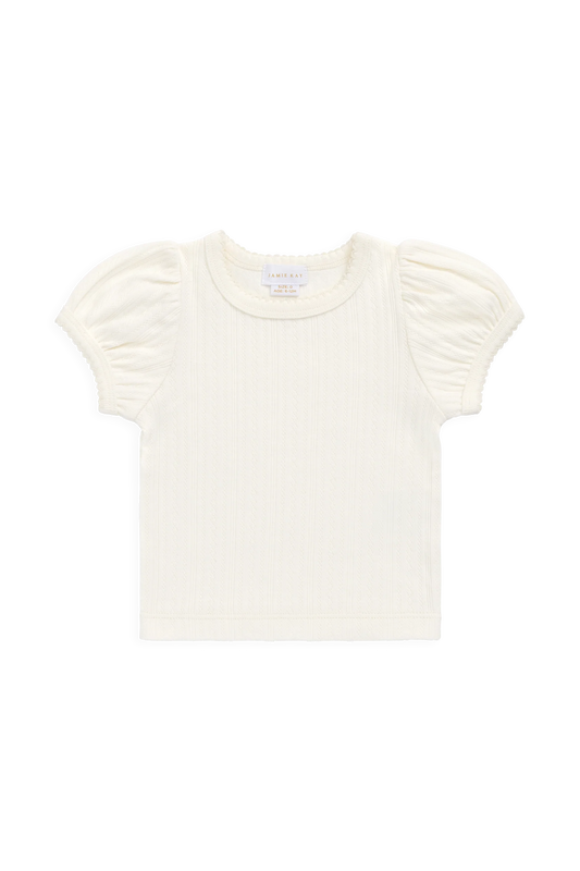 Organic Cotton Pointelle Rhea Top - Parchment
