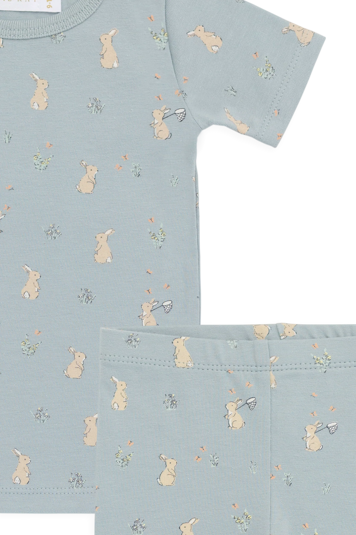 Organic Cotton Halston Short Sleeve Pyjama Set-Lapin Jardin Blue