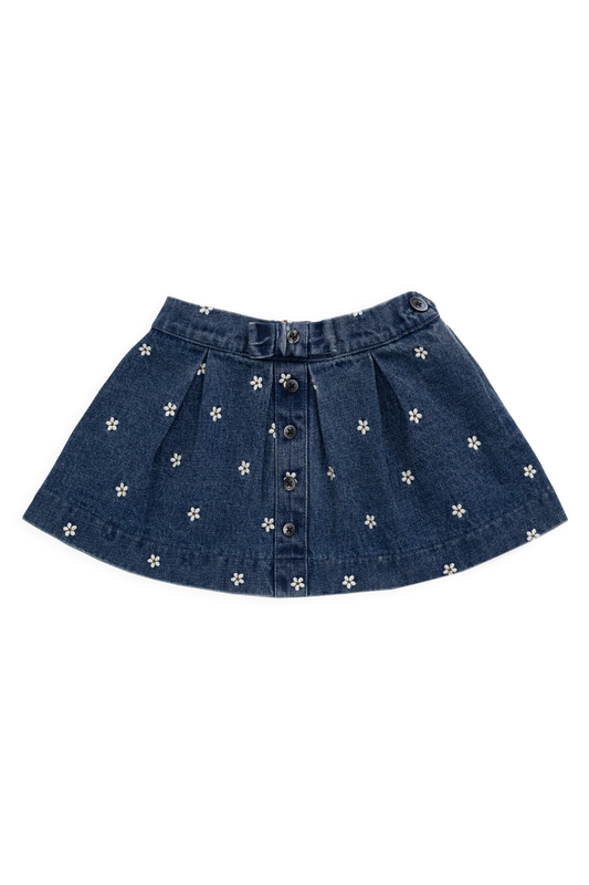 Etta Skirt-Josie Floral Denim