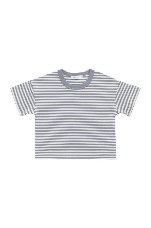 Pima Cotton Wesley Tee-Narrow Stripe Dawn / Cloud