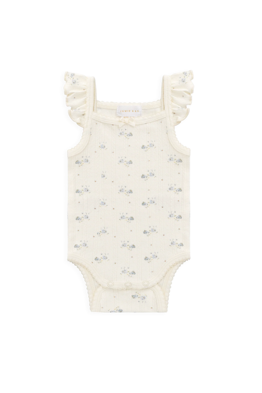 Organic Cotton Pointelle Eliane Bodysuit - Molly Blue