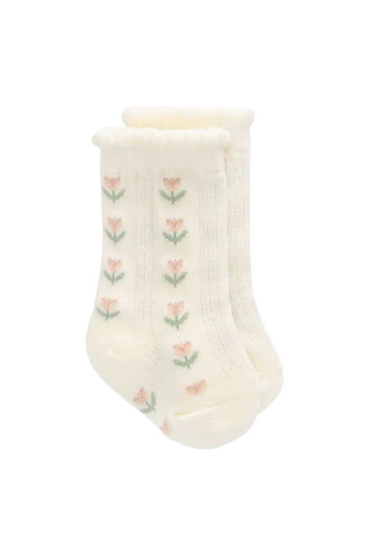 Ines Knee High Sock - Ines Floral Egret