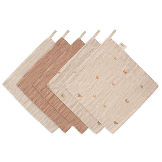 Muslin Cotton Washcloth 5-Pack | Rainbow Combo