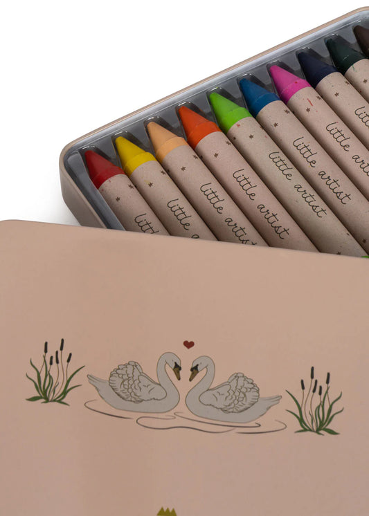 CRAYONS BEES WAX 10 PCS IN TIN - SWAN