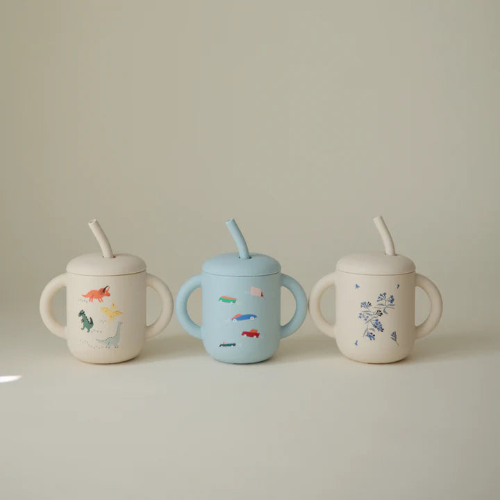 Silicone Training Cup + Straw (Dinos)