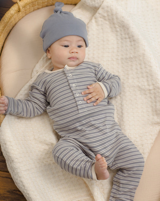 Ribbed Baby Jumpsuit Slate Microstripe