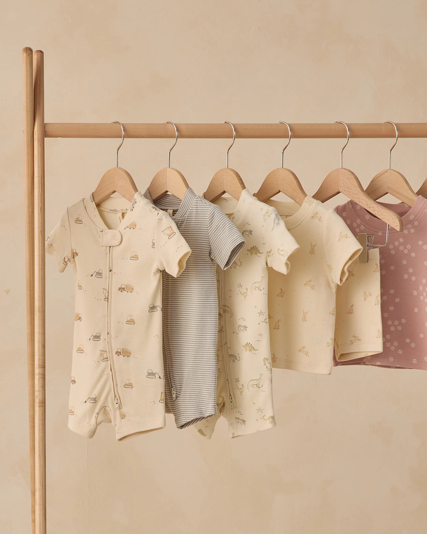 Zip Short Sleeve Sleeper (Sage Micro Stripe)