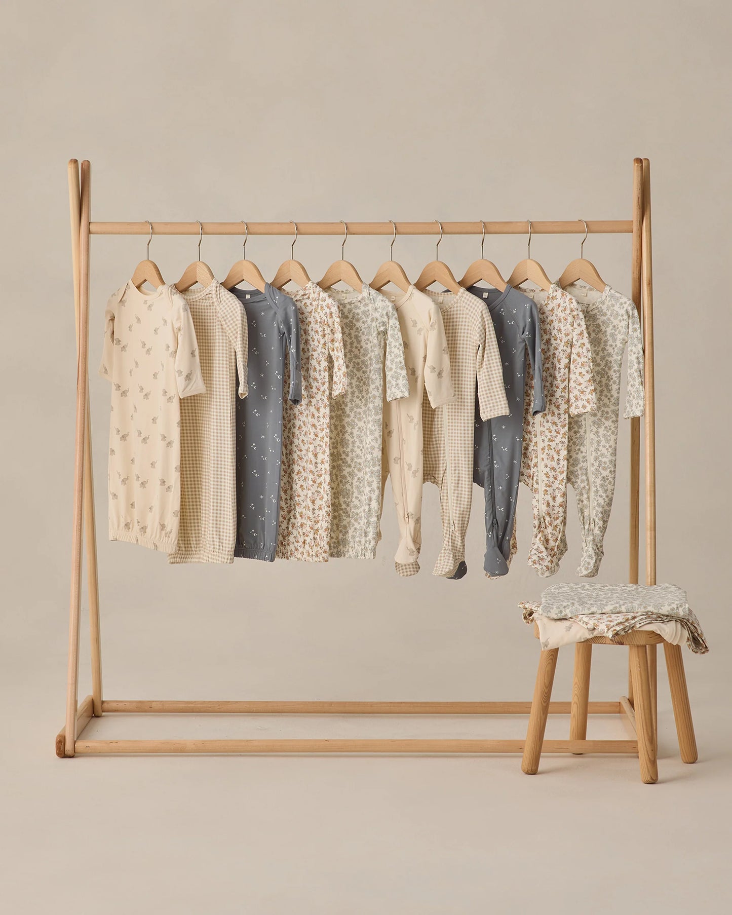 Bamboo Zip Footie Oat Gingham