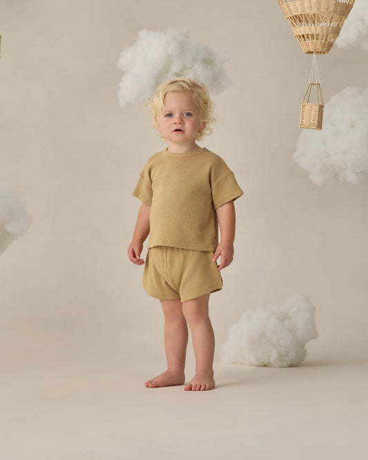 Waffle Tee + Short Set Honey
