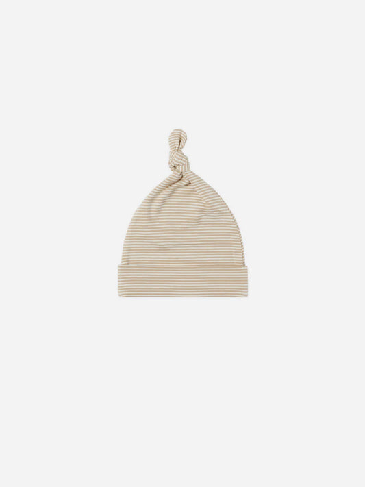 Knotted Baby Hat | Latte Micro Stripe