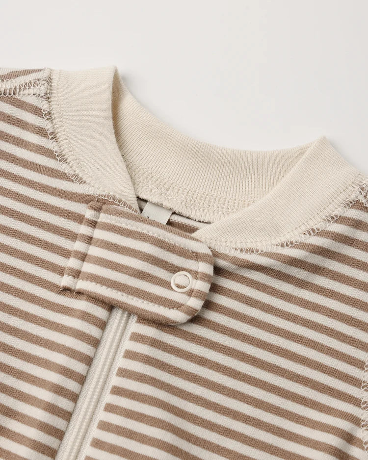 Zip Long Sleeve Sleeper Almond Stripe