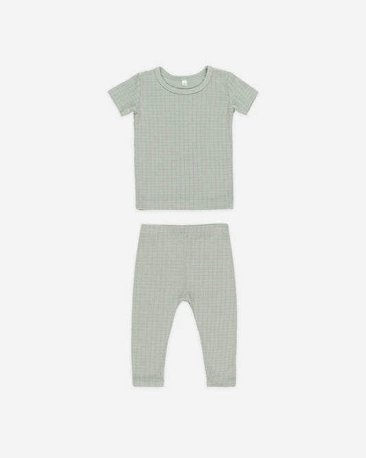 Bamboo Short Sleeve Pajama Set || Grid