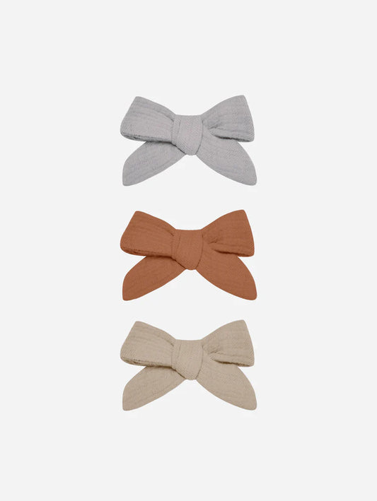 Bow W. Clip, Set Of 3 || Periwinkle, Clay, Oat