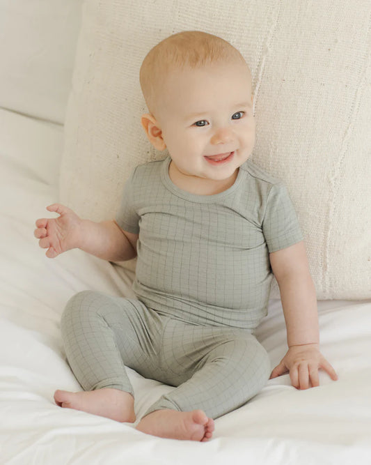 Bamboo Short Sleeve Pajama Set || Grid