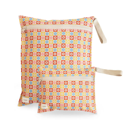 Water Resistant Wet Bag (Happy Flowers Check)
