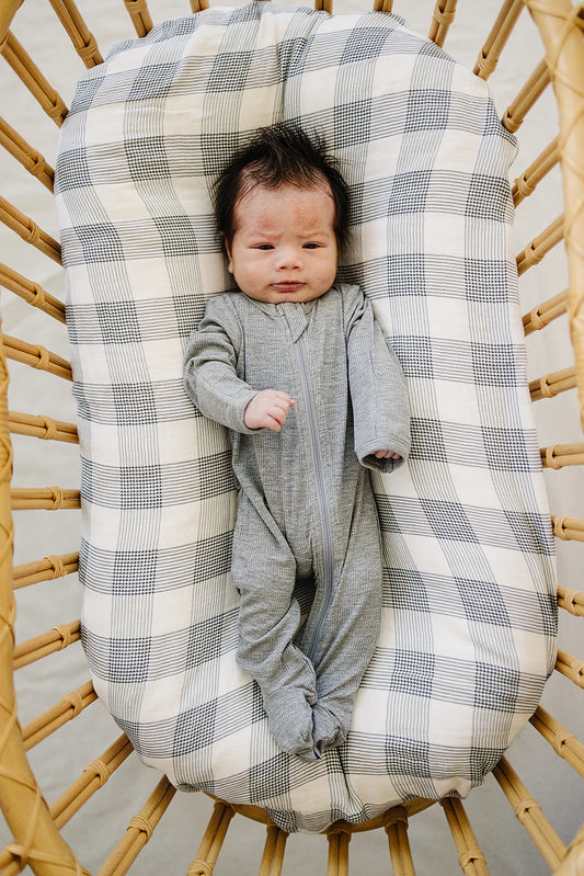 Heather Grey Ribbed Bamboo Zipper