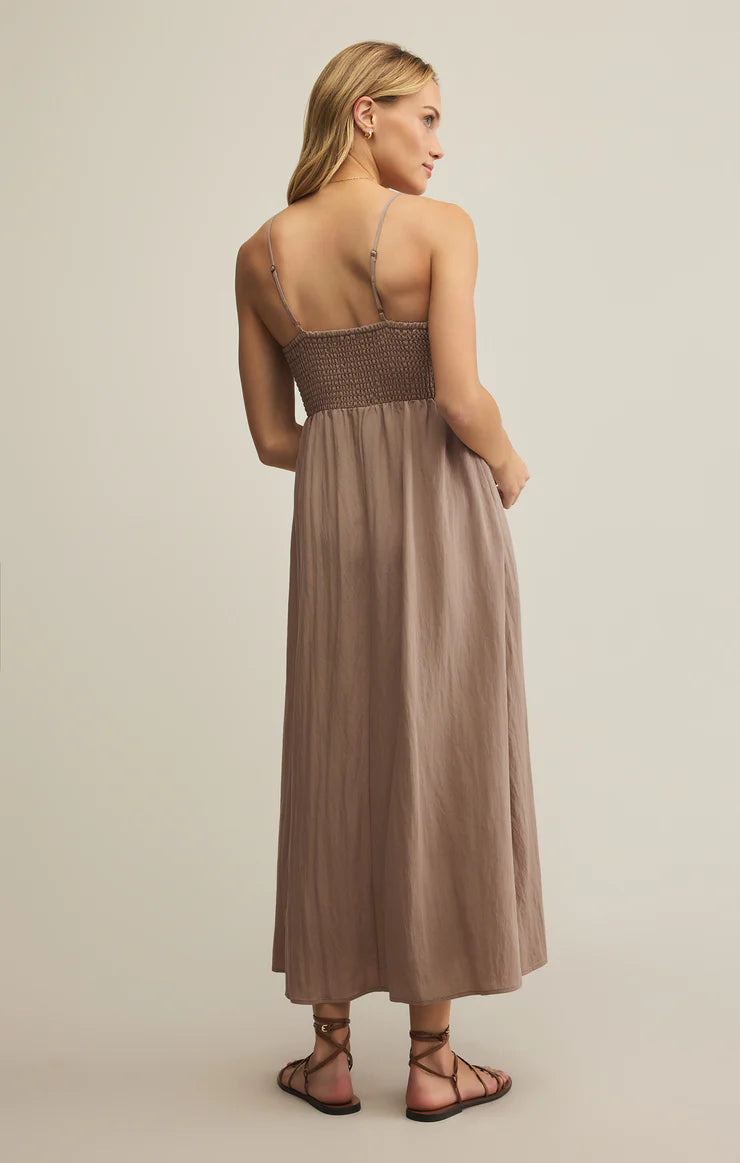 Beachside Midi Dress (Iced Coffee)