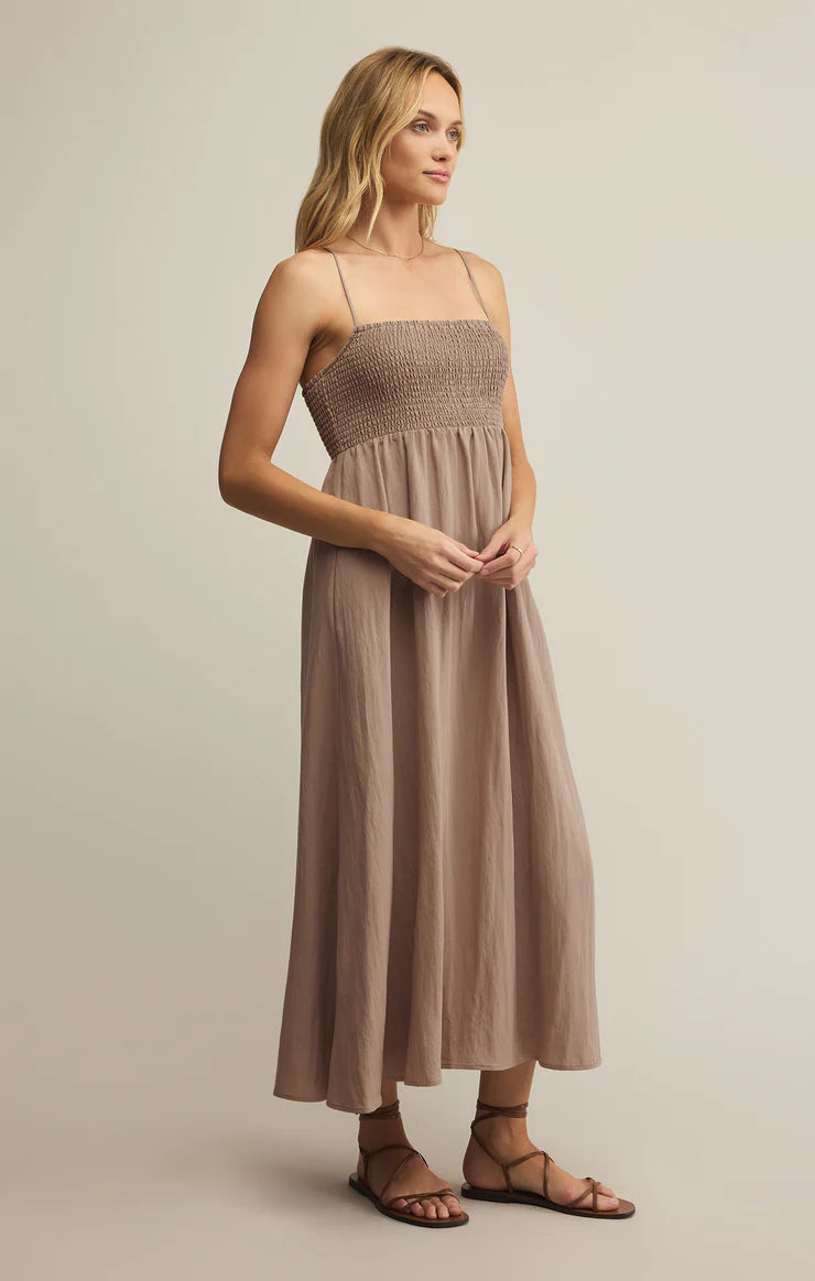 Beachside Midi Dress (Iced Coffee)