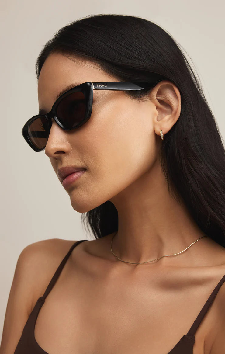 Staycation Polarized Sunglasses ( Polished Black - Brown)