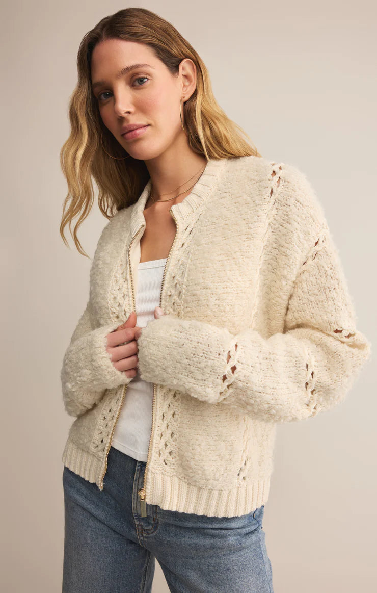 Sundance Zip-Up Sweater Jacket (Crystal)
