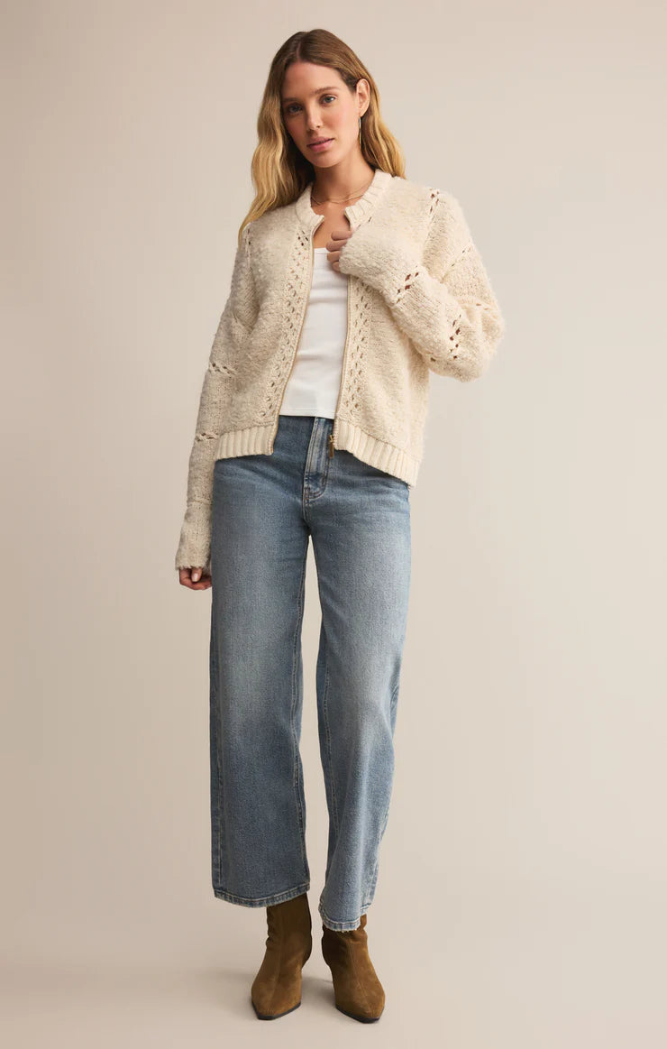 Sundance Zip-Up Sweater Jacket (Crystal)