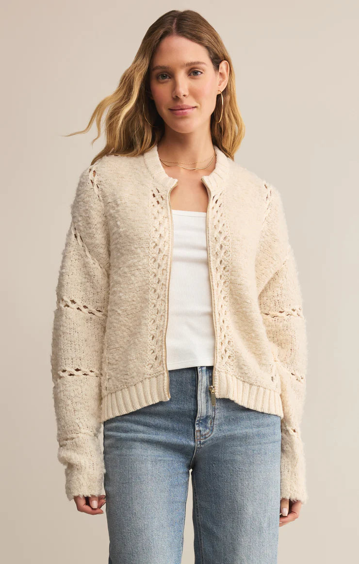 Sundance Zip-Up Sweater Jacket (Crystal)