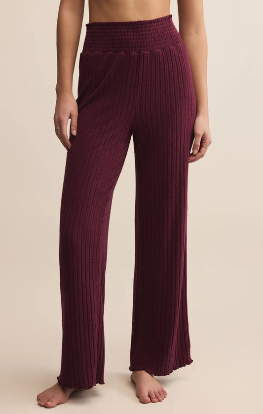 Dawn Smocked Rib Pant (Merlot)