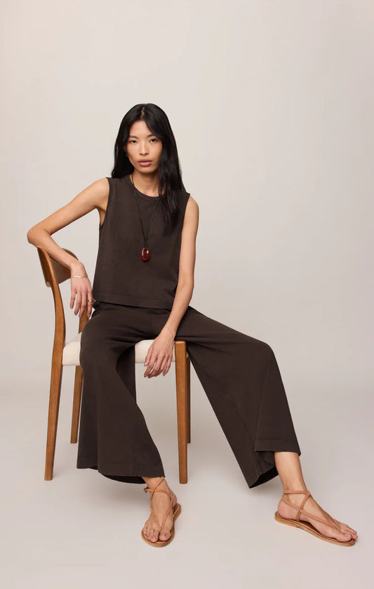 SLOANE COTTON JERSEY TANK - DARK CHOCOLATE