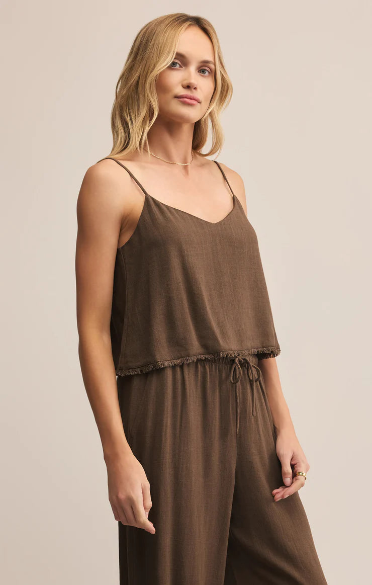 Sabel Cropped Linen Tank (Tiki)