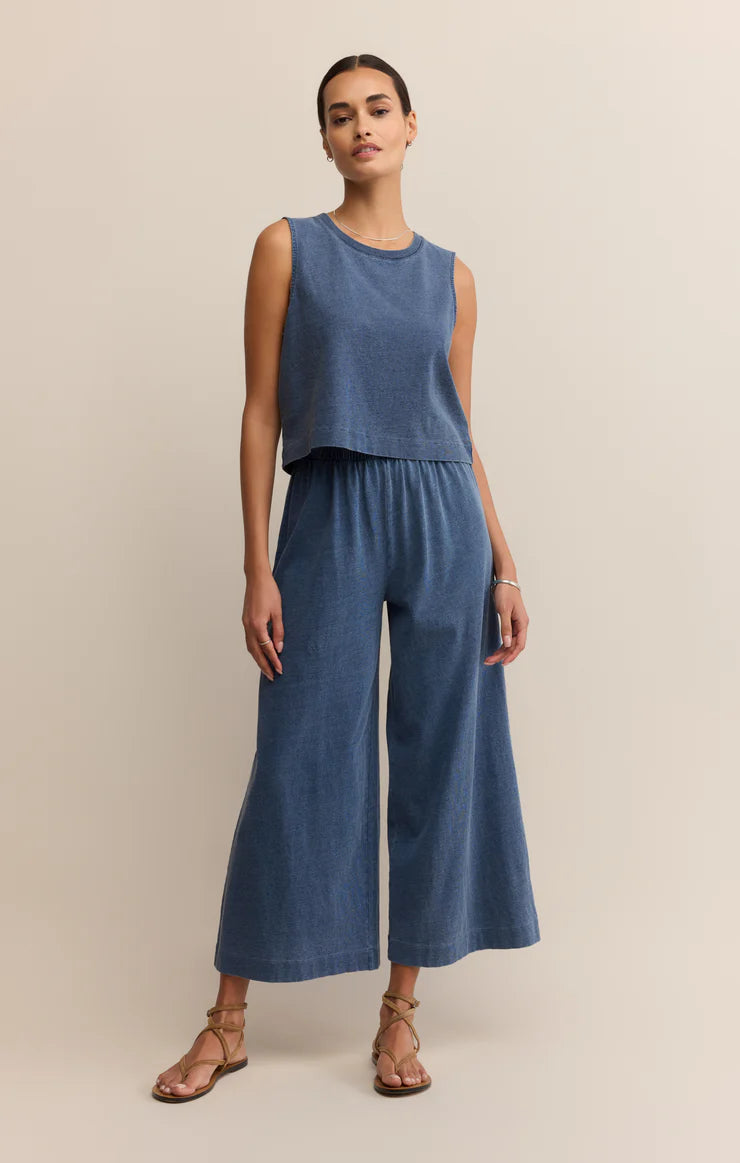 Sloane Jersey Denim Muscle Tank (Vintage Indigo)